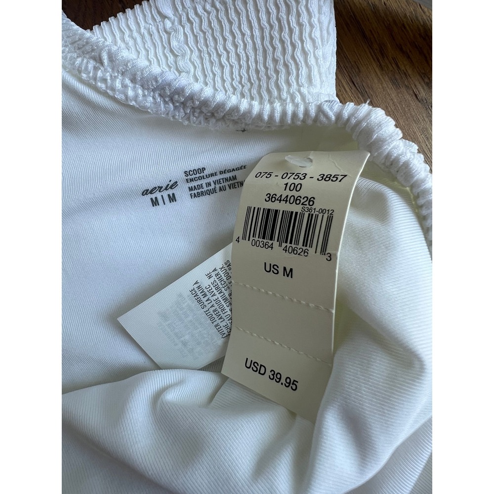 NWT Aerie White Textured Cable Knit Scoop Bikini Set Beachy Minimalist Vacation - Picture 8 of 12